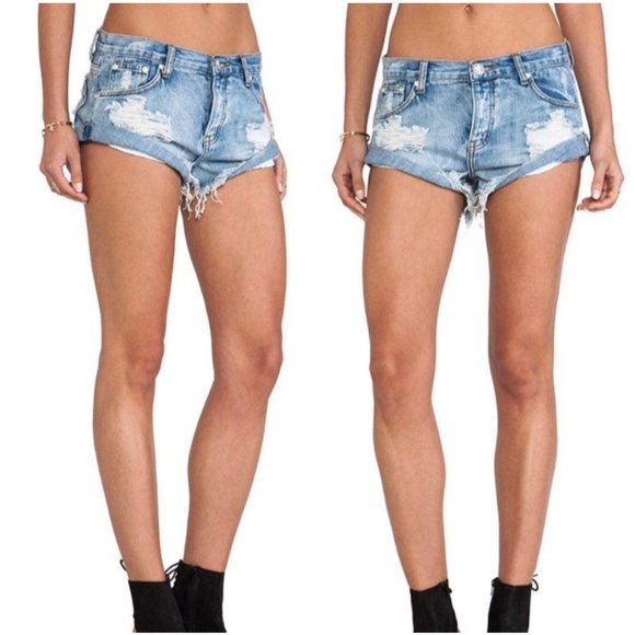 One Teaspoon Bandits Relaxed Fit Denim Shorts 28 - Picture 2 of 9